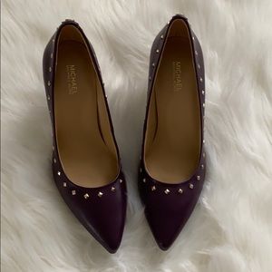 Micheal Kors Flex Mid Pump Heels Purple Gold Stud